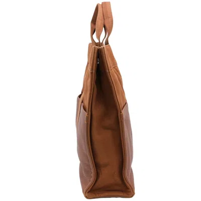 Pre-owned Hermes Brown Canvas Leather Handbag Tote Bag ()