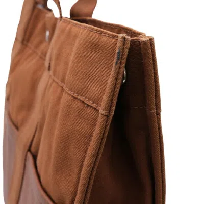 Pre-owned Hermes Brown Canvas Leather Handbag Tote Bag ()
