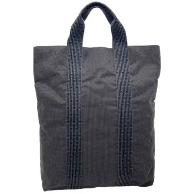 Pre-owned Hermes Her Line Gray Nylon Canvas Handbag Tote Bag ()