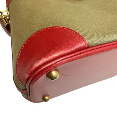 Pre-owned Hermes Khaki Rouge Garance Toile Officier Box Calf Leather Handbag Shoulder Bag () In Khaki, Rouge Garance
