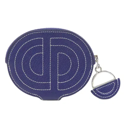 Pre-owned Hermes Navy Chevre Leather Coin Purse/coin Case ()