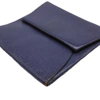 Pre-owned Hermes Navy Swift Leather Coin Purse/coin Case ()