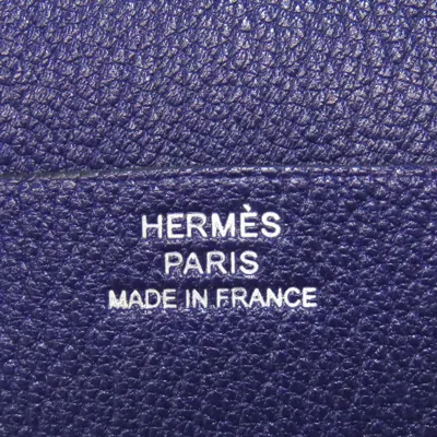 Pre-owned Hermes Navy Chevre Leather Coin Purse/coin Case ()