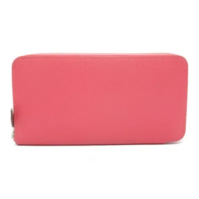 Pre-owned Hermes Pink Rose Azalee Epsom Leather Long Wallet (bi-fold) () In Pink, Rose Azalee