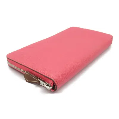 Pre-owned Hermes Pink Rose Azalee Epsom Leather Long Wallet (bi-fold) () In Pink, Rose Azalee
