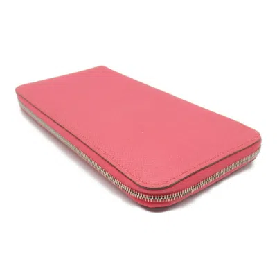 Pre-owned Hermes Pink Rose Azalee Epsom Leather Long Wallet (bi-fold) () In Pink, Rose Azalee