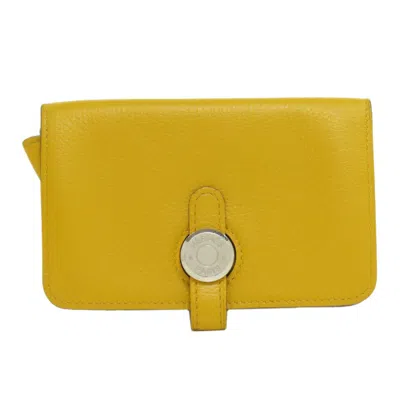 Pre-owned Hermes Yellow Chevre Leather Coin Purse/coin Case ()