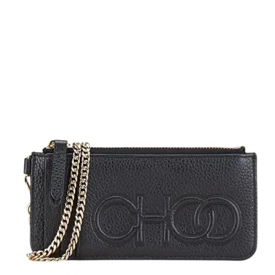 Pre-owned Jimmy Choo Black Leather Chain/shoulder Wallet ()