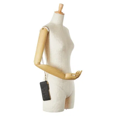 Pre-owned Jimmy Choo Black Leather Chain/shoulder Wallet ()