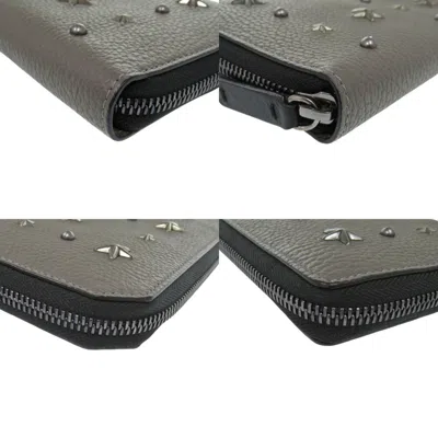 Pre-owned Jimmy Choo Gray Leather Long Wallet (bi-fold) ()