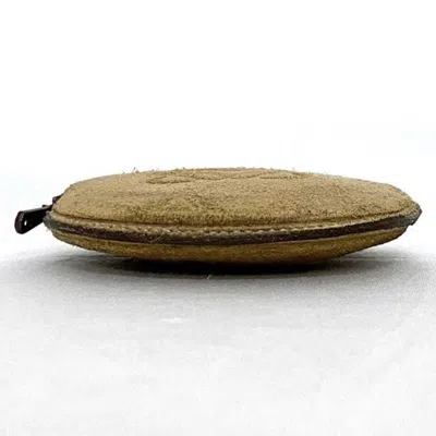 Pre-owned Loewe Beige Brown Suede Leather Coin Purse/coin Case () In Beige, Brown