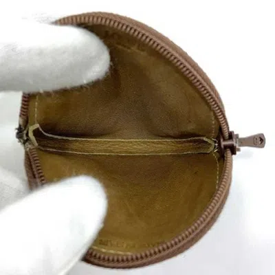 Pre-owned Loewe Beige Brown Suede Leather Coin Purse/coin Case () In Beige, Brown