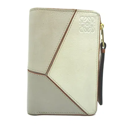 Pre-owned Loewe Grayish White Leather Wallet (bi-fold) () In Grayish, White