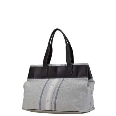 Pre-owned Loewe Gray Navy Canvas Leather Tote Bag () In Gray, Navy