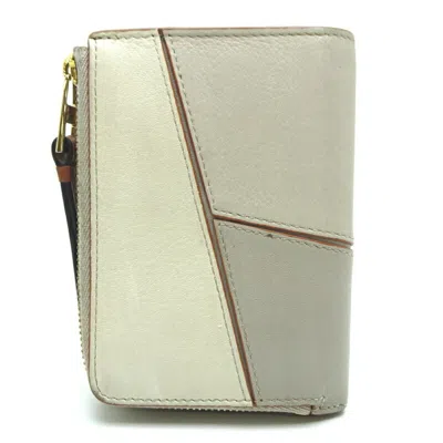 Pre-owned Loewe Grayish White Leather Wallet (bi-fold) () In Grayish, White