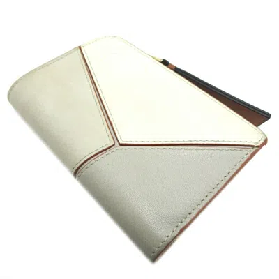 Pre-owned Loewe Grayish White Leather Wallet (bi-fold) () In Grayish, White