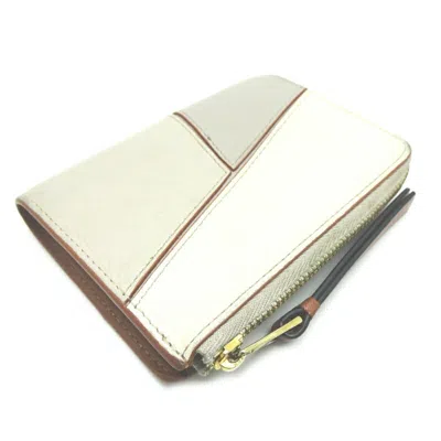 Pre-owned Loewe Grayish White Leather Wallet (bi-fold) () In Grayish, White