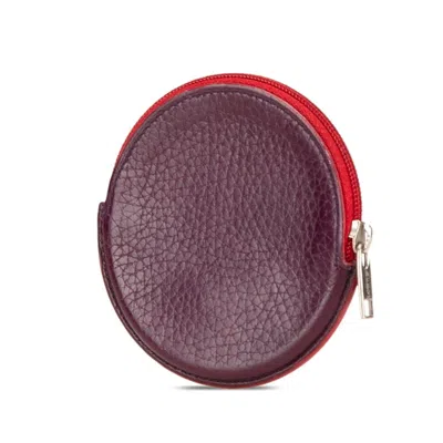 Pre-owned Loewe Purple Red Color Leather Coin Purse/coin Case () In Purple, Red Color