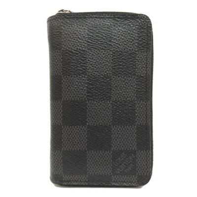 Pre-owned Louis Vuitton Black Damier Graphite Damier Graphite Coin Purse/coin Case () In Black, Damier Graphite