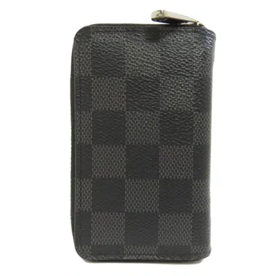 Pre-owned Louis Vuitton Black Damier Graphite Damier Graphite Coin Purse/coin Case () In Black, Damier Graphite