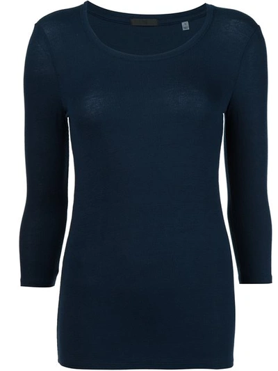 Atm Anthony Thomas Melillo Micro-ribbed Crewneck Top In Navy