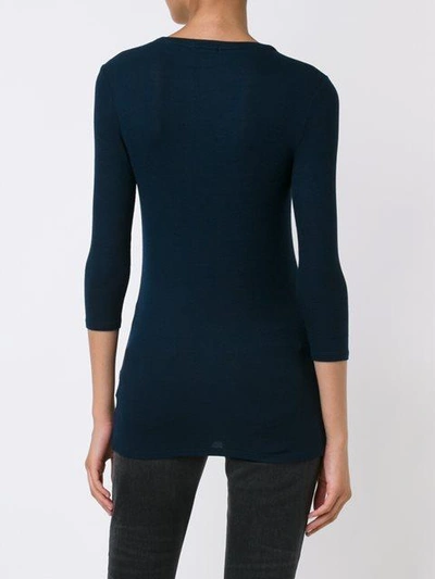 Shop Atm Anthony Thomas Melillo - Modal Rib Ballet Neck 3/4 Sleeve Tee  In Blue