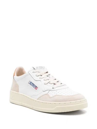 Autry Medalist Sneakers In White And Orange With Suede