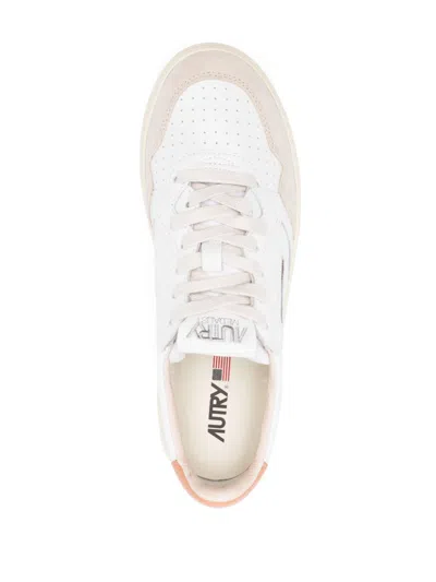Autry Medalist Sneakers In White And Orange With Suede