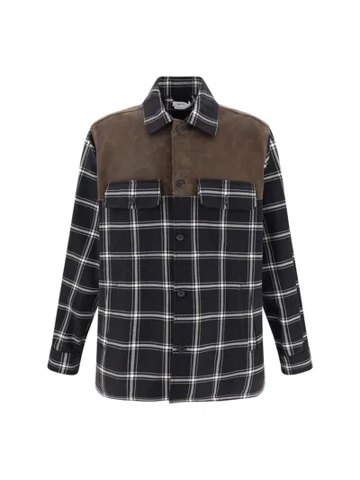 Alexander Mcqueen Men Embroidered Cotton Shirt In Brown