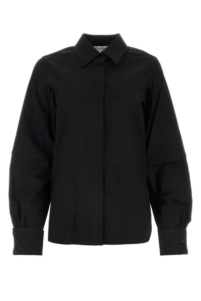 Max Mara Camicia Pagina In Popeline Stretch Nero Donna