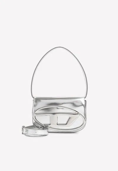 Diesel 1dr Leather Shoulder Bag In Silver