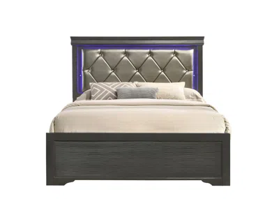 Streamdale Furniture Streamdale Modern Brooklyn Full Size Led Bed Made With Wood In Gray
