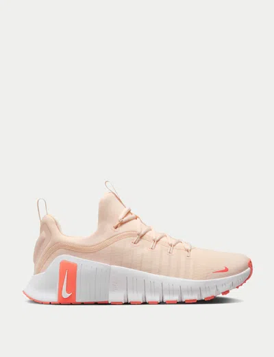 Nike Free Metcon 6 Sneakers In Light Orange And White In Pink