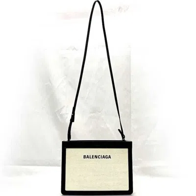 Pre-owned Balenciaga Black White Canvas Shoulder Bag () In Black, White