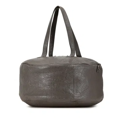 Pre-owned Balenciaga Gray Leather Boston Bag Shoulder Bag ()