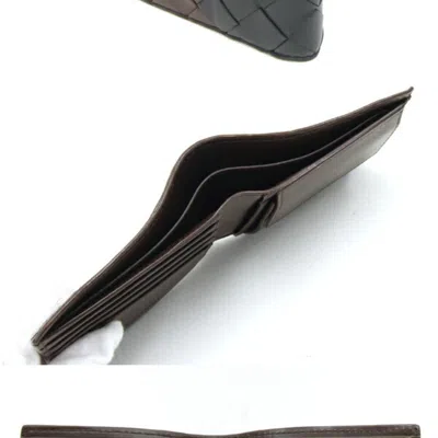 Pre-owned Bottega Veneta Black Brown Leather Wallet (bi-fold) () In Black, Brown