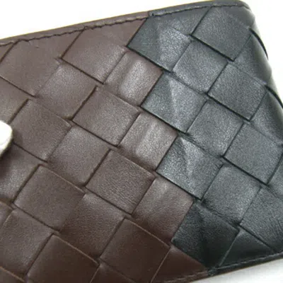 Pre-owned Bottega Veneta Black Brown Leather Wallet (bi-fold) () In Black, Brown