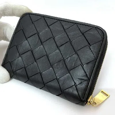 Pre-owned Bottega Veneta Black Leather Coin Purse/coin Case ()
