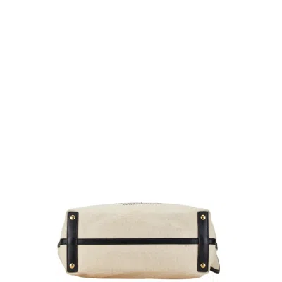 Pre-owned Burberry Beige Canvas Leather Pouch Tote Bag ()