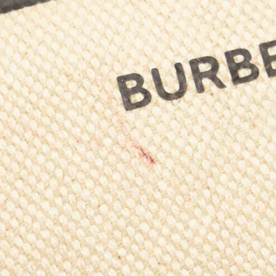Pre-owned Burberry Beige Canvas Leather Pouch Tote Bag ()