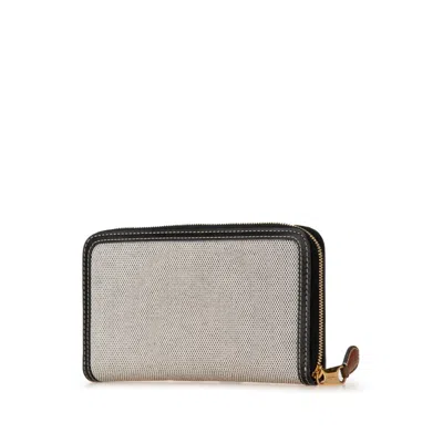 Pre-owned Burberry Black Gray Canvas Leather Coin Purse/coin Case () In Black, Gray