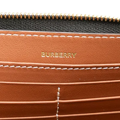Pre-owned Burberry Black Gray Canvas Leather Coin Purse/coin Case () In Black, Gray