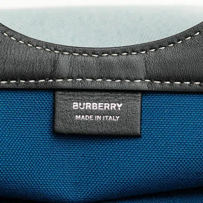 Pre-owned Burberry Black Blue Canvas Leather Handbag Shoulder Bag () In Black, Blue