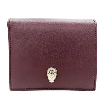 Pre-owned Bvlgari Bordeaux Leather Wallet (bi-fold) ()
