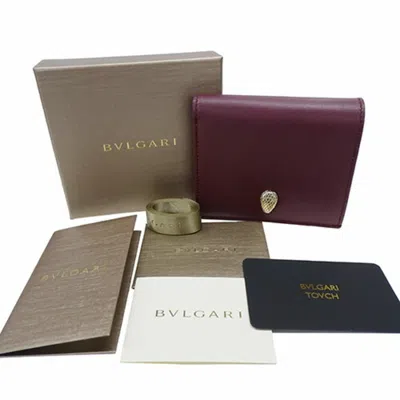 Pre-owned Bvlgari Bordeaux Leather Wallet (bi-fold) ()
