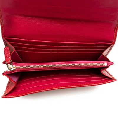 Pre-owned Bvlgari Red Color Leather Long Wallet (bi-fold) ()