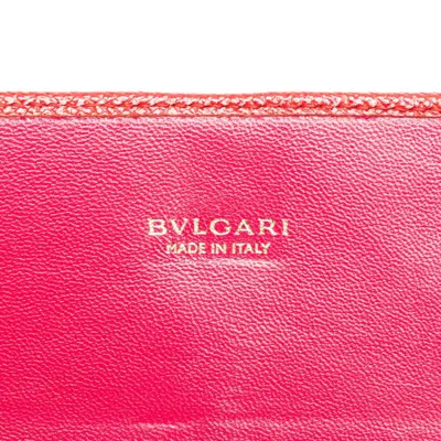 Pre-owned Bvlgari Red Color Leather Long Wallet (bi-fold) ()