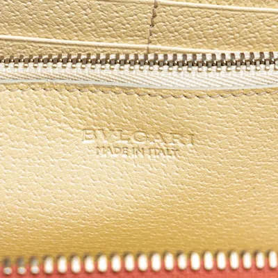 Pre-owned Bvlgari Logomania Pink White Canvas Leather Long Wallet (bi-fold) () In Pink, White