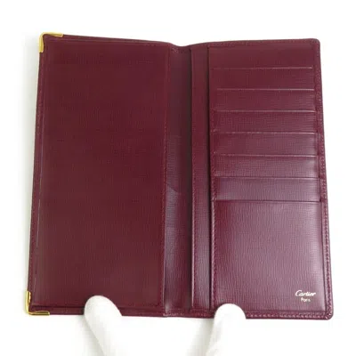 Pre-owned Cartier Bordeaux Leather Bill Wallet (bi-fold) ()