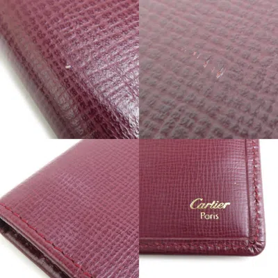 Pre-owned Cartier Bordeaux Leather Bill Wallet (bi-fold) ()